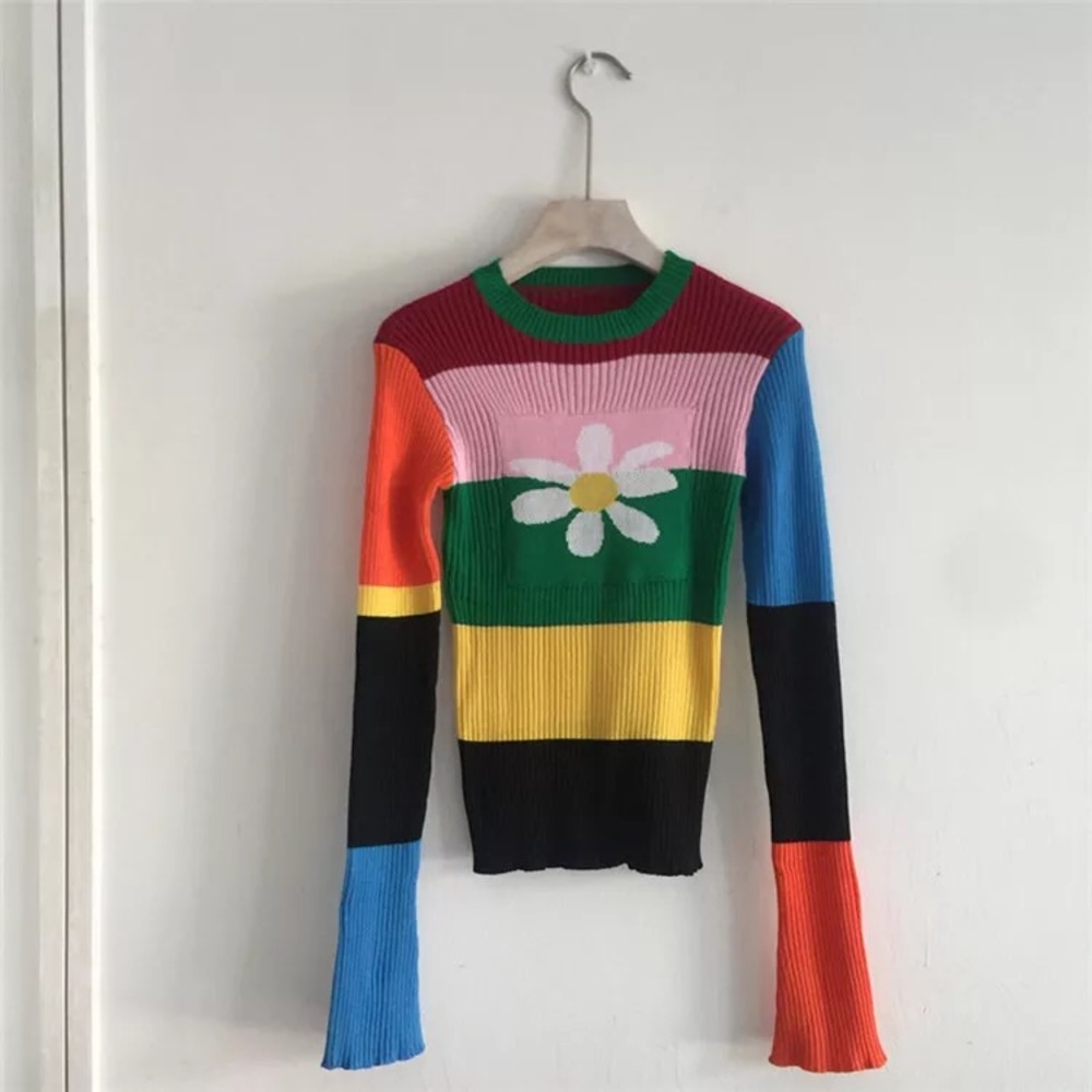 Groovy Rainbow Daisy sweater